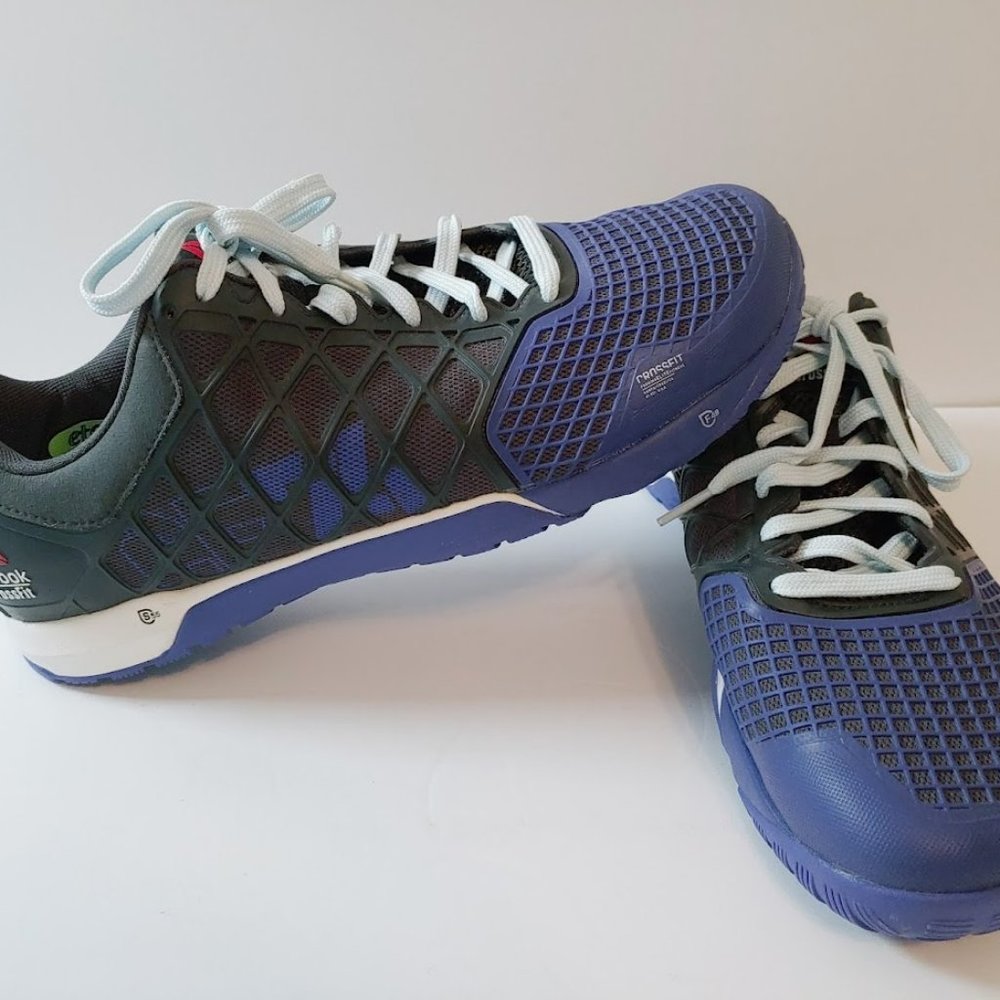 Men's Reebok Crossfit 4.0 CF74 Athletic Training Shoes Black & Blue Size 12 1/2.